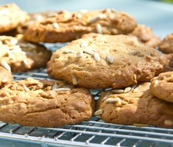 peanut butter and pumpkin seed biscuits